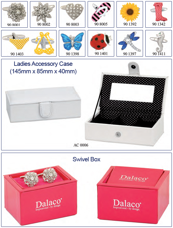 Ladies Cufflinks and Jewellery Accessory Boxes